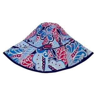 Vera Bradley Sun Hat Seaside Red/White/Blue Inside Out Hat EUC-2 Ways To Wear